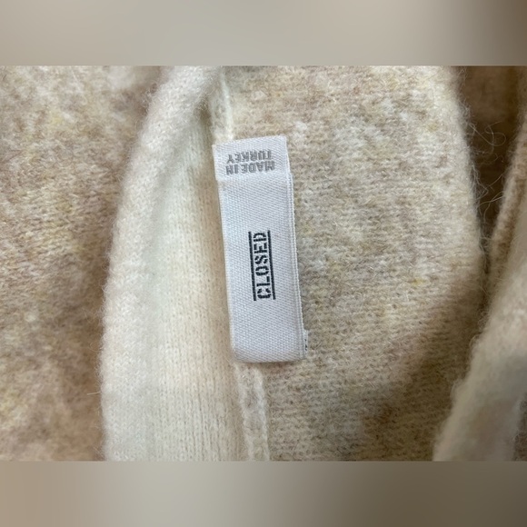 Closed alpaca oversized sweater cream and tan plaid size xs NWOT - Picture 6 of 8